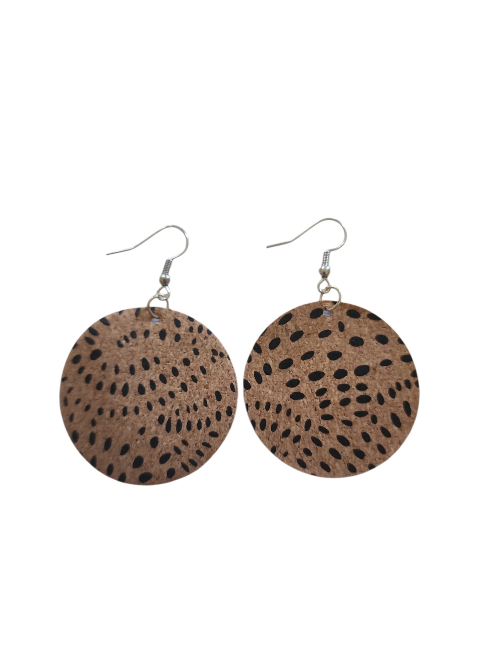 (3) Brown Leopard Print Round Drop Earrings - handmade